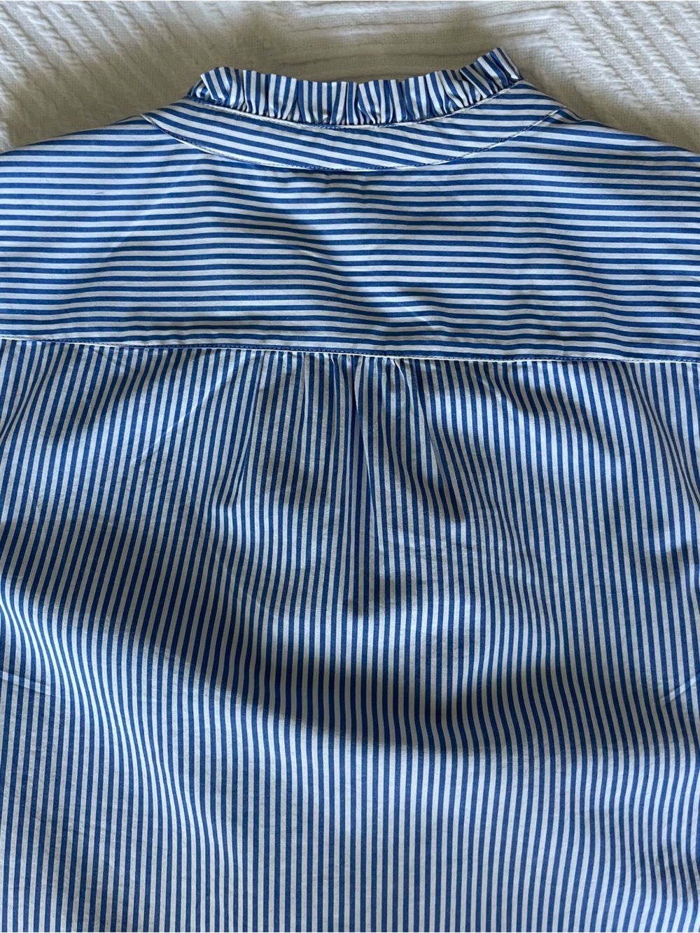 NWT J. Crew Striped Ruffle-Neck Sleeveless Top Blue White Cotton Tank Small - Picture 6 of 10